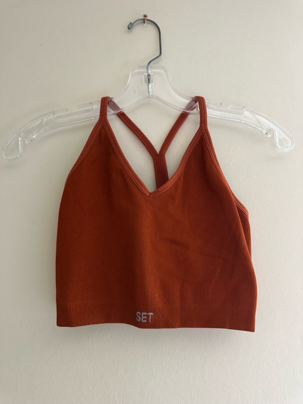 SET Active Rust Ribbed Strappy Crop Bralette